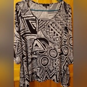 Spense Women's Blouse with Abstract design that flares out on the side